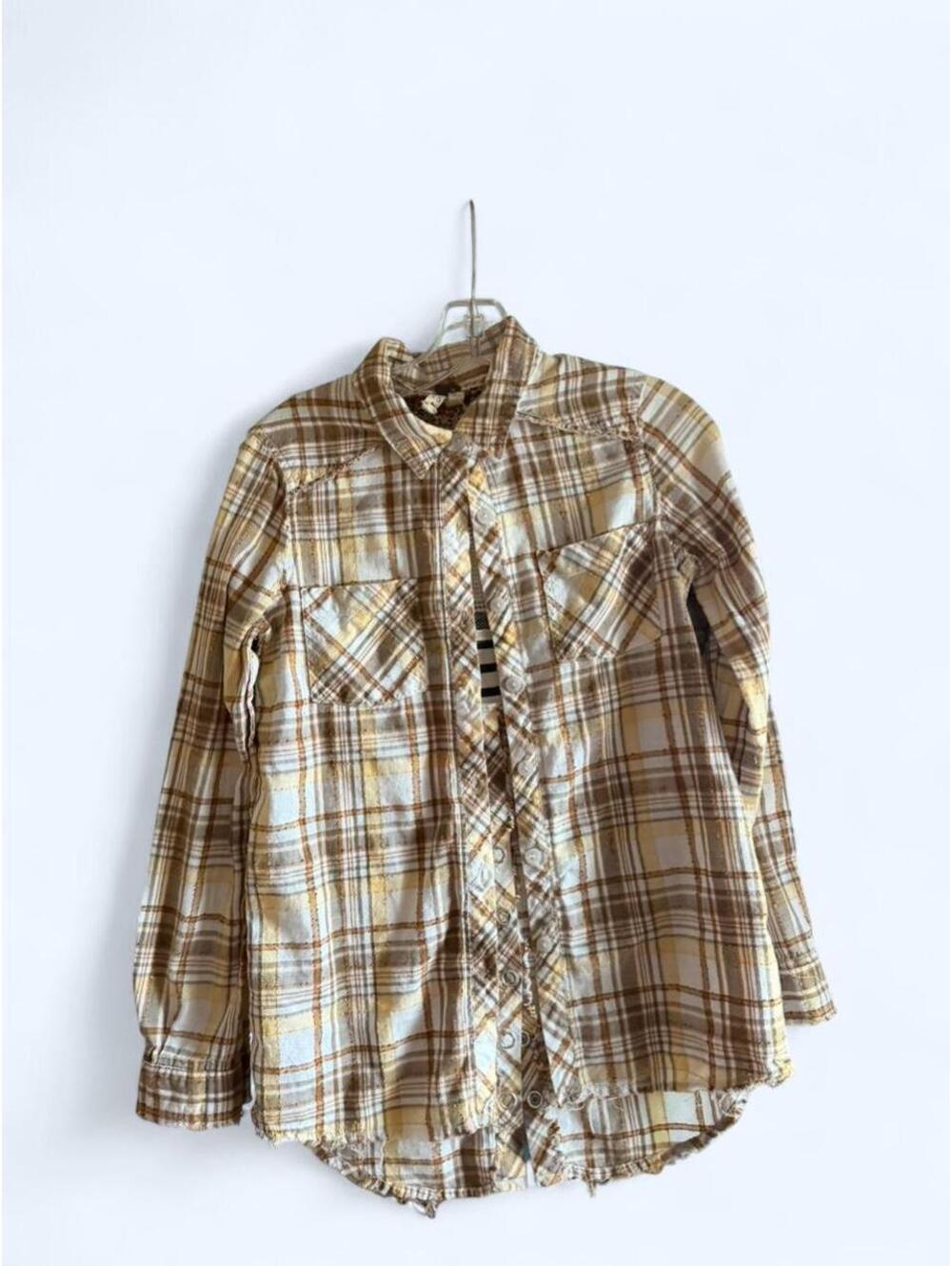 We The Free yellow plaid button up shirt